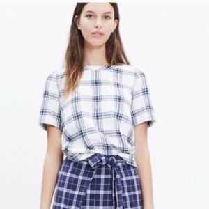 Madewell Plaid Back Button Detail Top